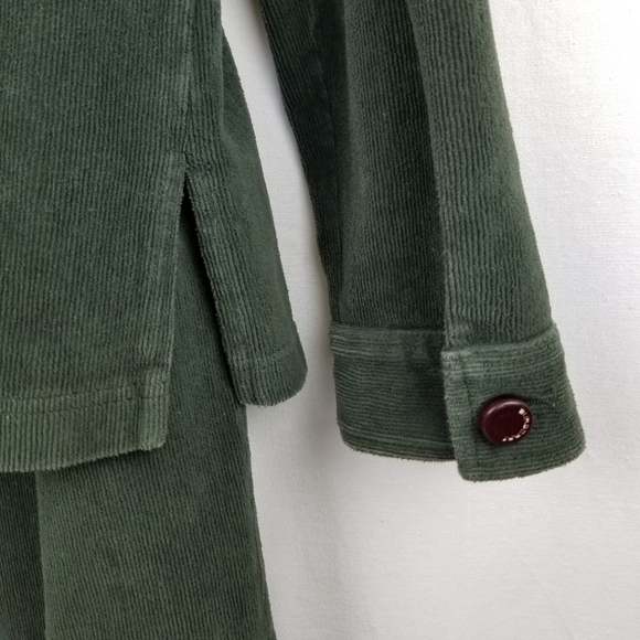 Burberry London Hunter Green Corduroy Stretch Cotton Pants Suit Size 10/Large - Picture 8 of 14